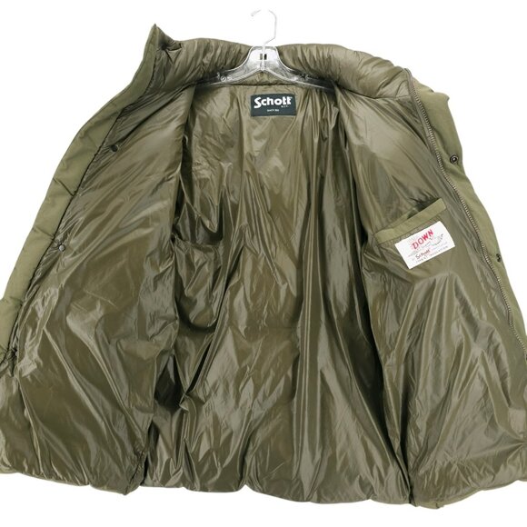 SCHOTT NYC Olive Green Down Filled Parka Jacket Removable Hood Est. MEDIUM - Picture 5 of 7